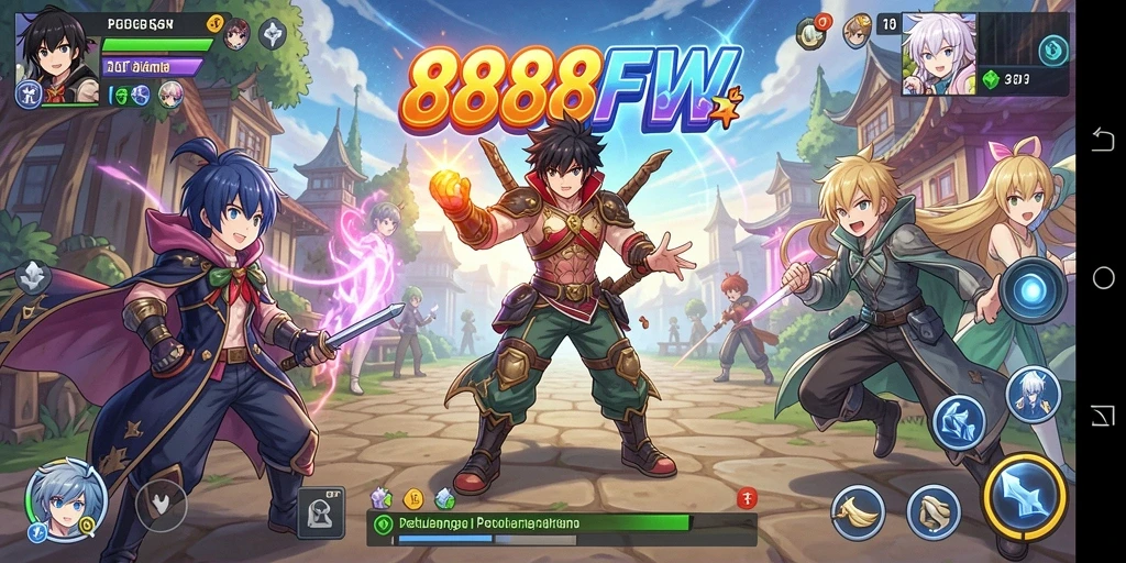 Tampilan gameplay menakjubkan dari 888FW dengan karakter anime.
