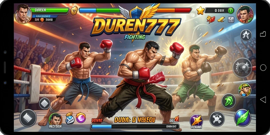 Screenshot menampilkan aksi pertarungan intens dalam DUREN777.