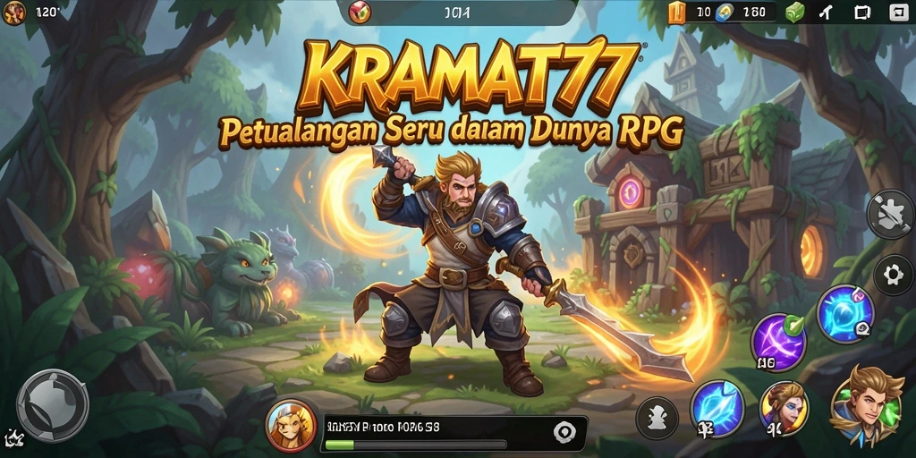 Tampilan gameplay KRAMAT77 yang seru dengan aksi petualangan RPG.