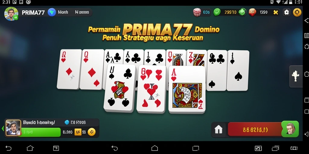 Tangkapan layar utama PRIMA77 menampilkan serunya bermain Domino.