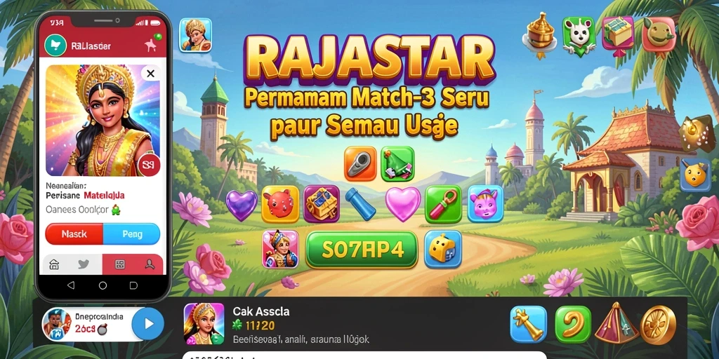 Tampilan menarik dari gameplay RAJASTAR yang penuh warna.