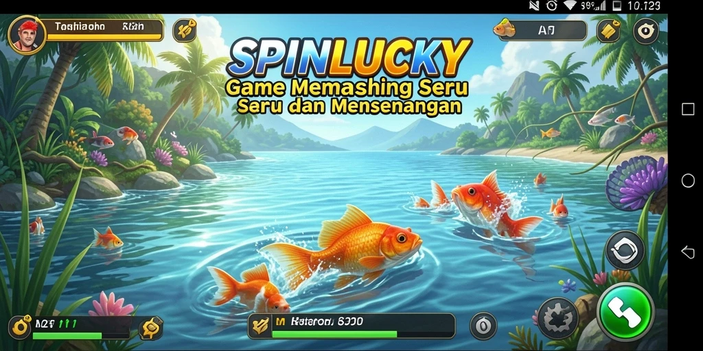 Tampilan gameplay menarik di SPINLUCKY dengan beragam ikan.