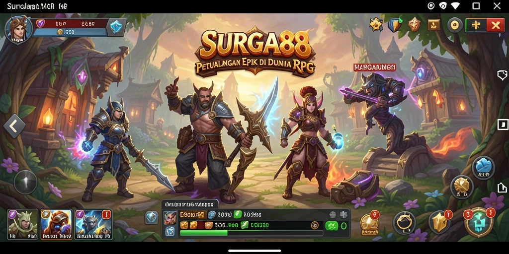 Tangkapan layar dari gameplay <strong>SURGA88</strong> menampilkan pertarungan seru dan eksplorasi dunia.
