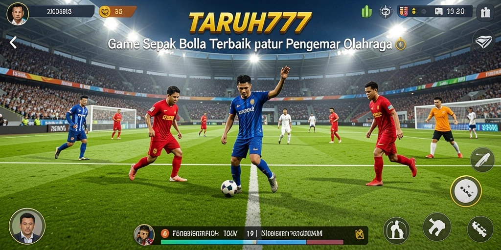 Tangkapan layar TARUH777 menampilkan aksi seru di lapangan sepak bola.